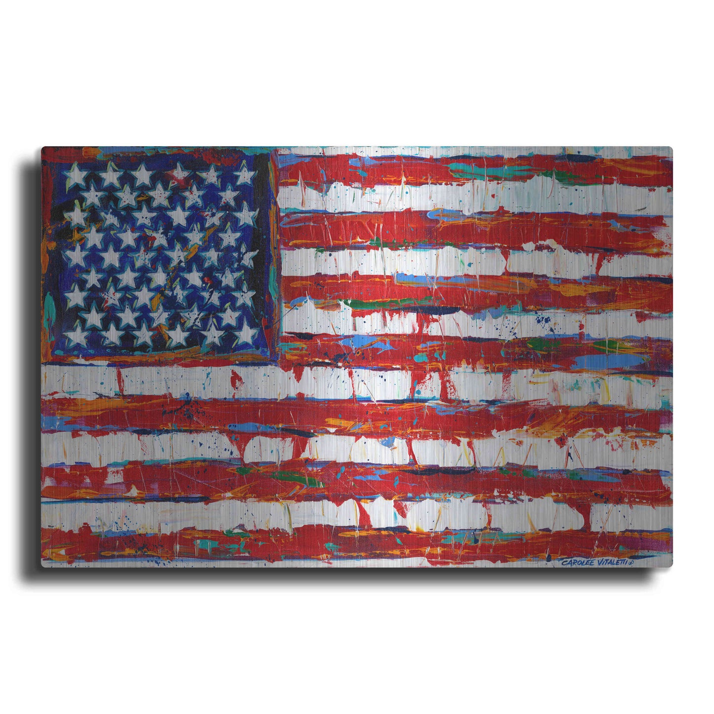 Luxe Metal Art 'Dramatic Stars & Stripes' by Carolee Vitaletti Metal Wall Art
