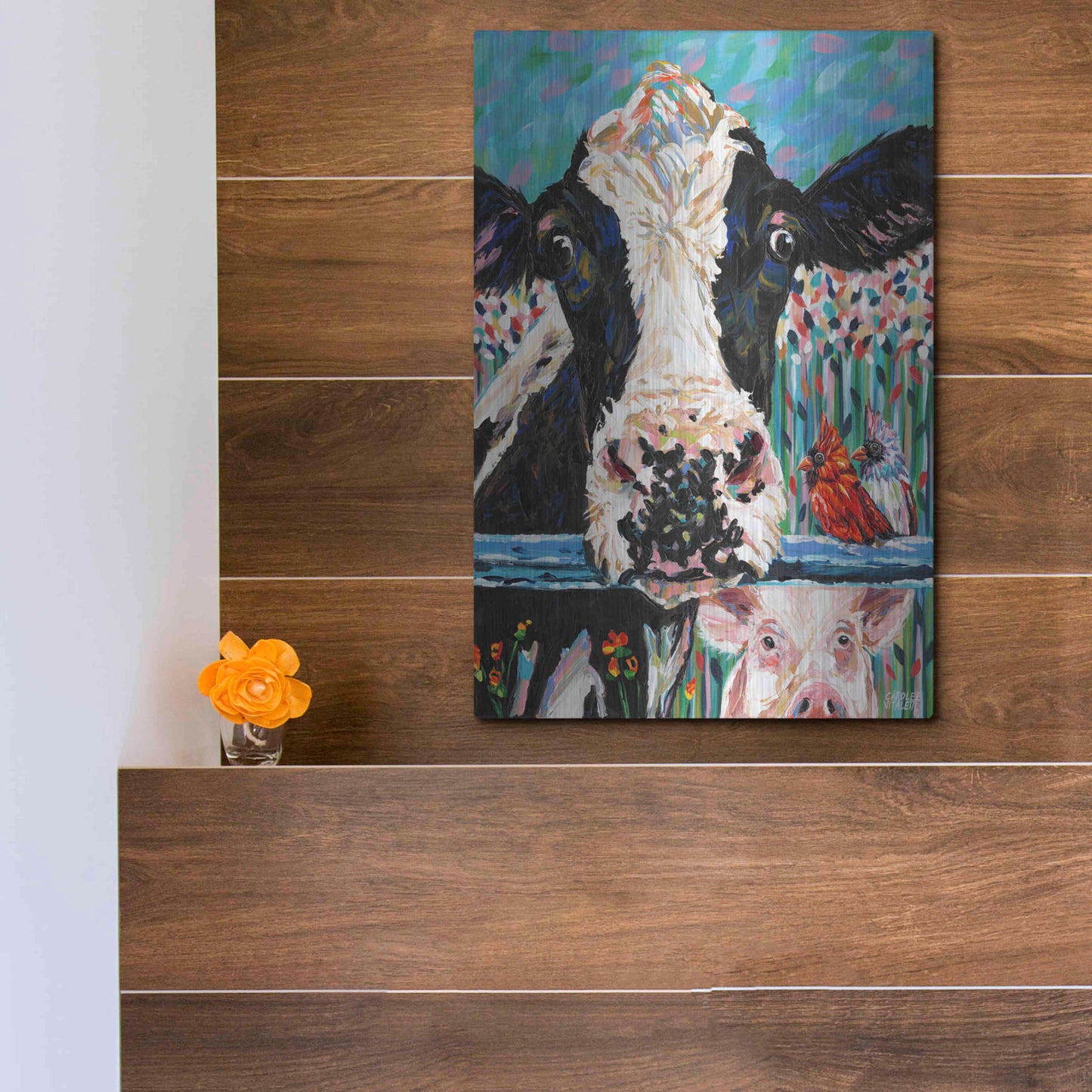 Luxe Metal Art 'Farm Buddies II' by Carolee Vitaletti Metal Wall Art,12x16