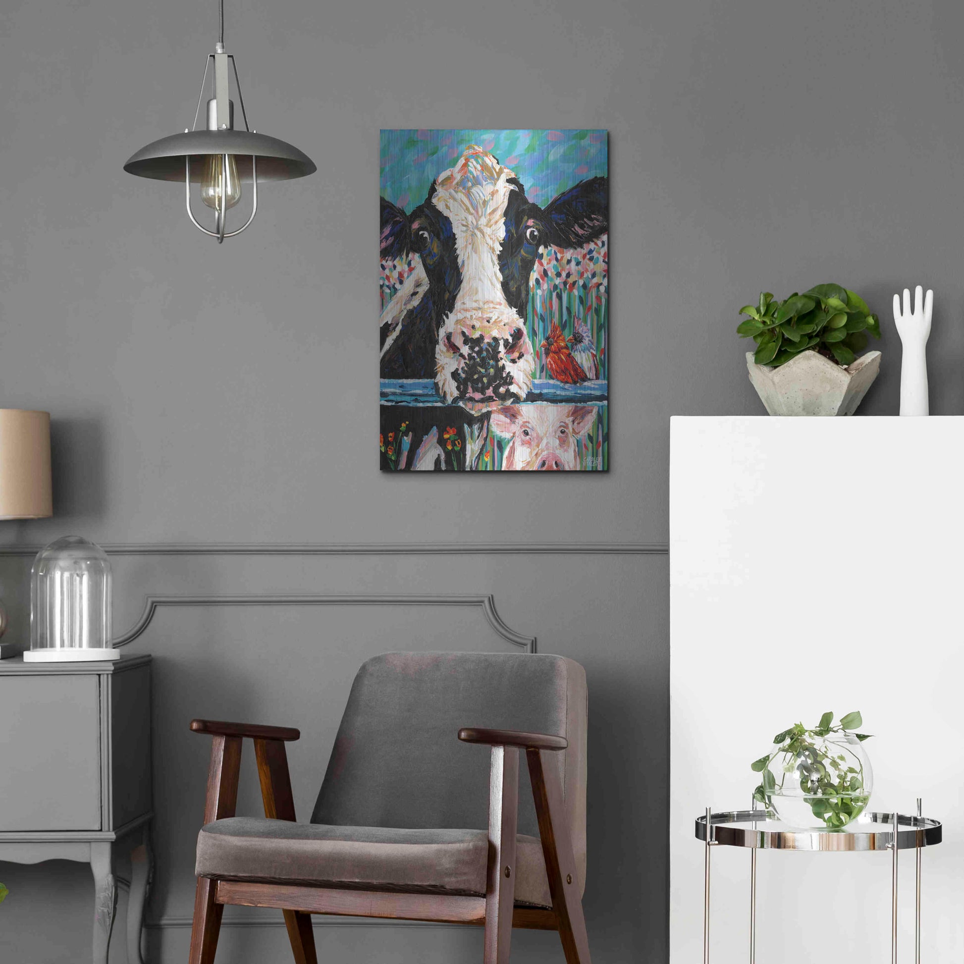 Luxe Metal Art 'Farm Buddies II' by Carolee Vitaletti Metal Wall Art,16x24