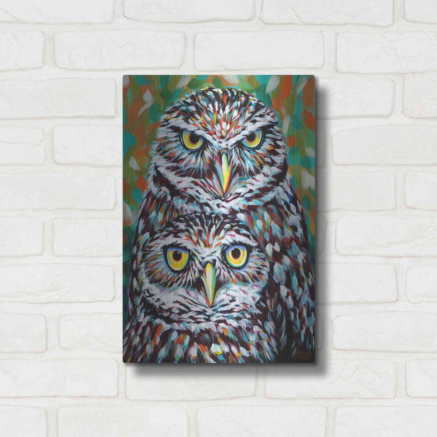 Luxe Metal Art 'Furry Feather Friends I' by Carolee Vitaletti Metal Wall Art,12x16