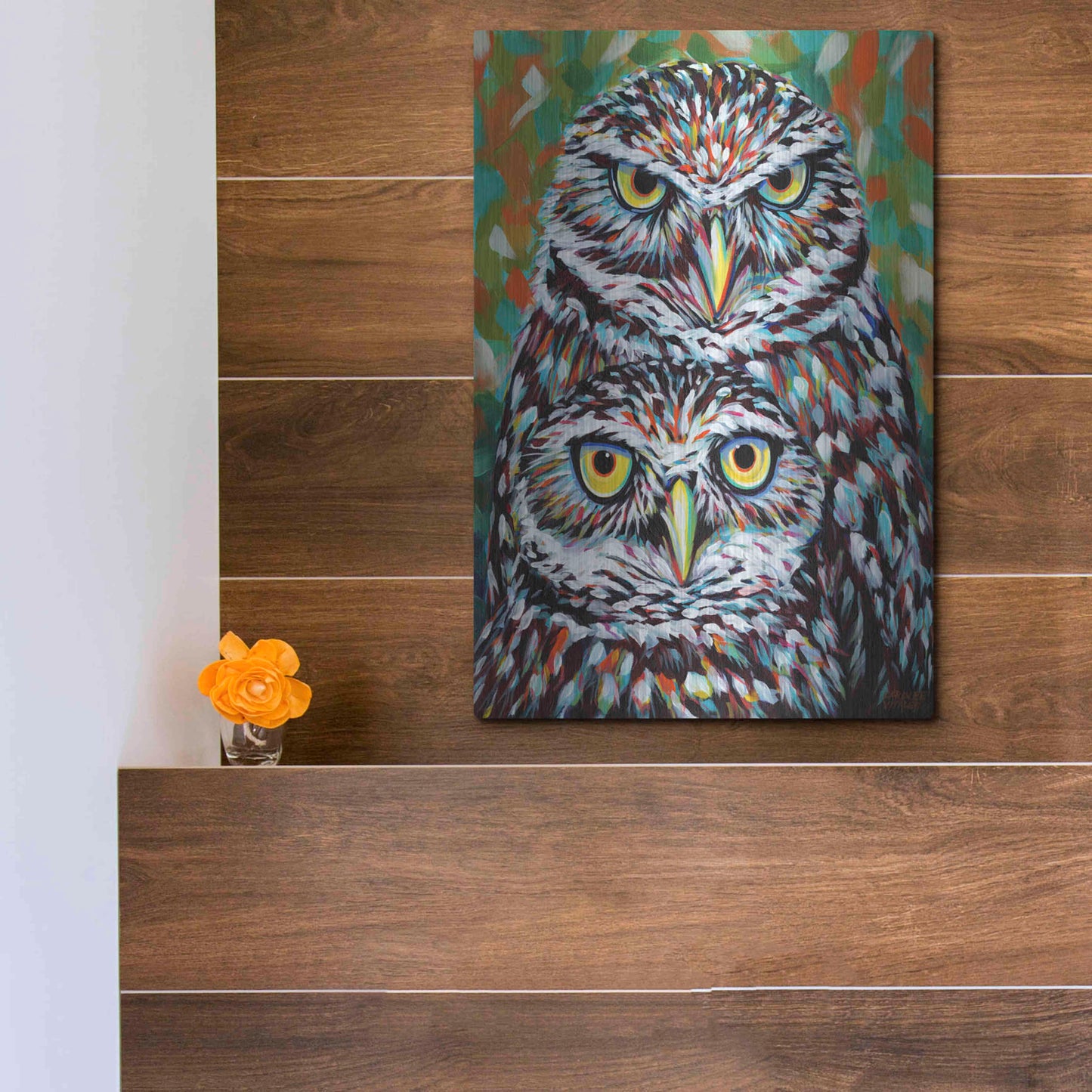 Luxe Metal Art 'Furry Feather Friends I' by Carolee Vitaletti Metal Wall Art,12x16