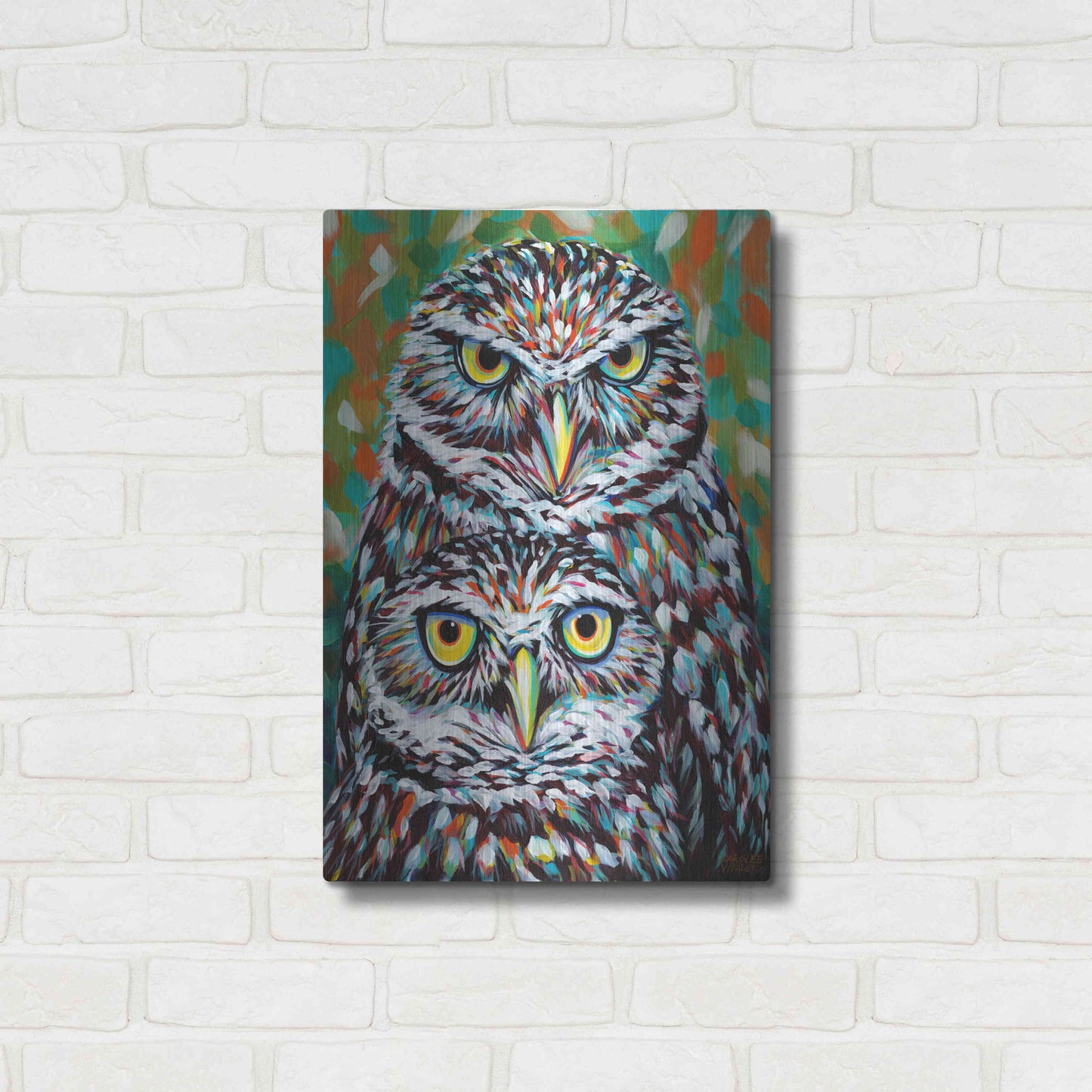 Luxe Metal Art 'Furry Feather Friends I' by Carolee Vitaletti Metal Wall Art,16x24