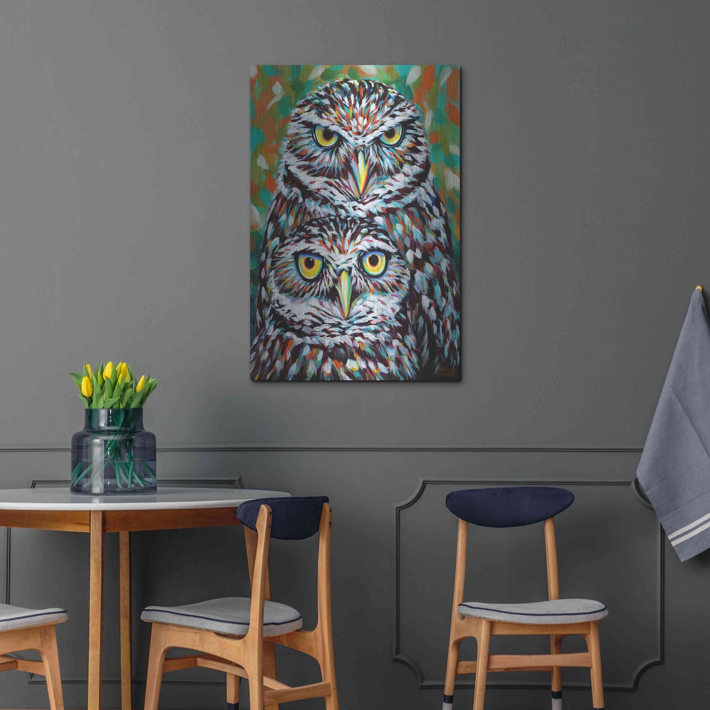 Luxe Metal Art 'Furry Feather Friends I' by Carolee Vitaletti Metal Wall Art,24x36