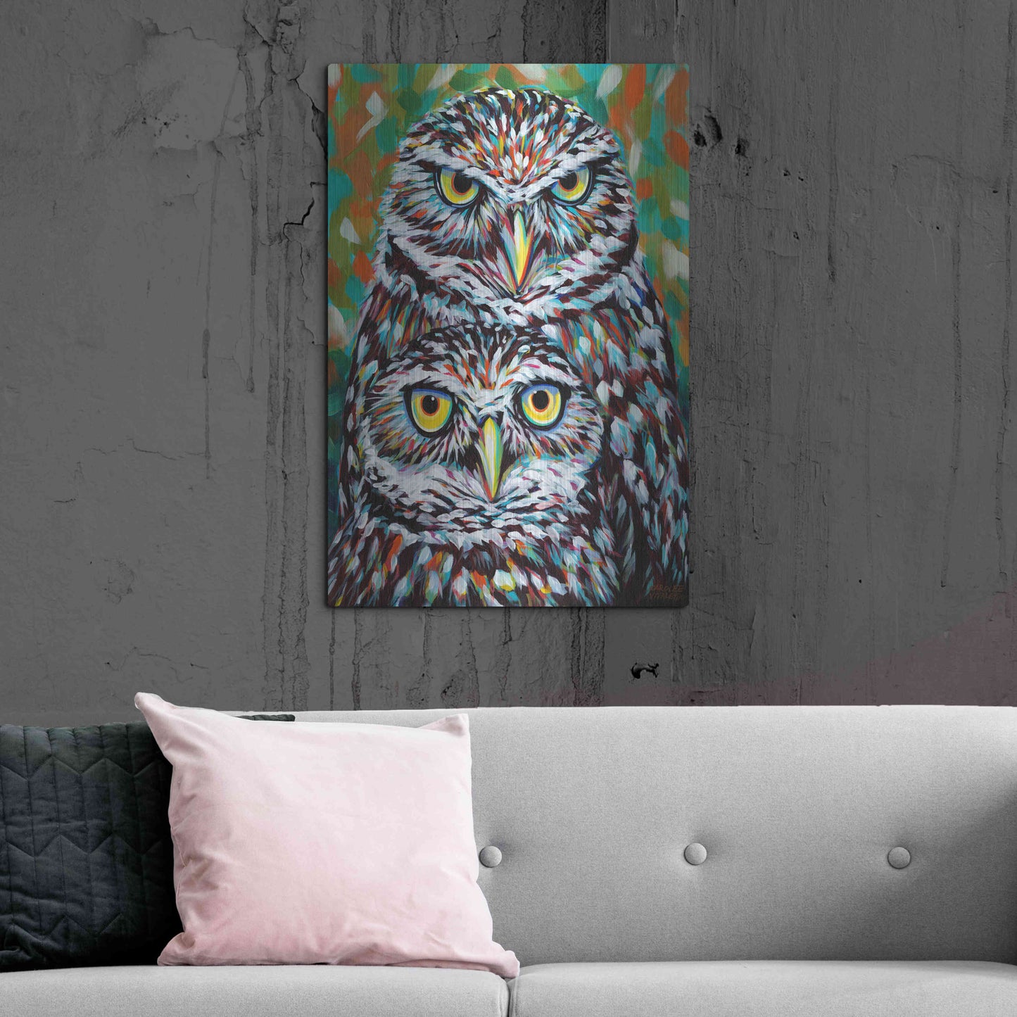Luxe Metal Art 'Furry Feather Friends I' by Carolee Vitaletti Metal Wall Art,24x36