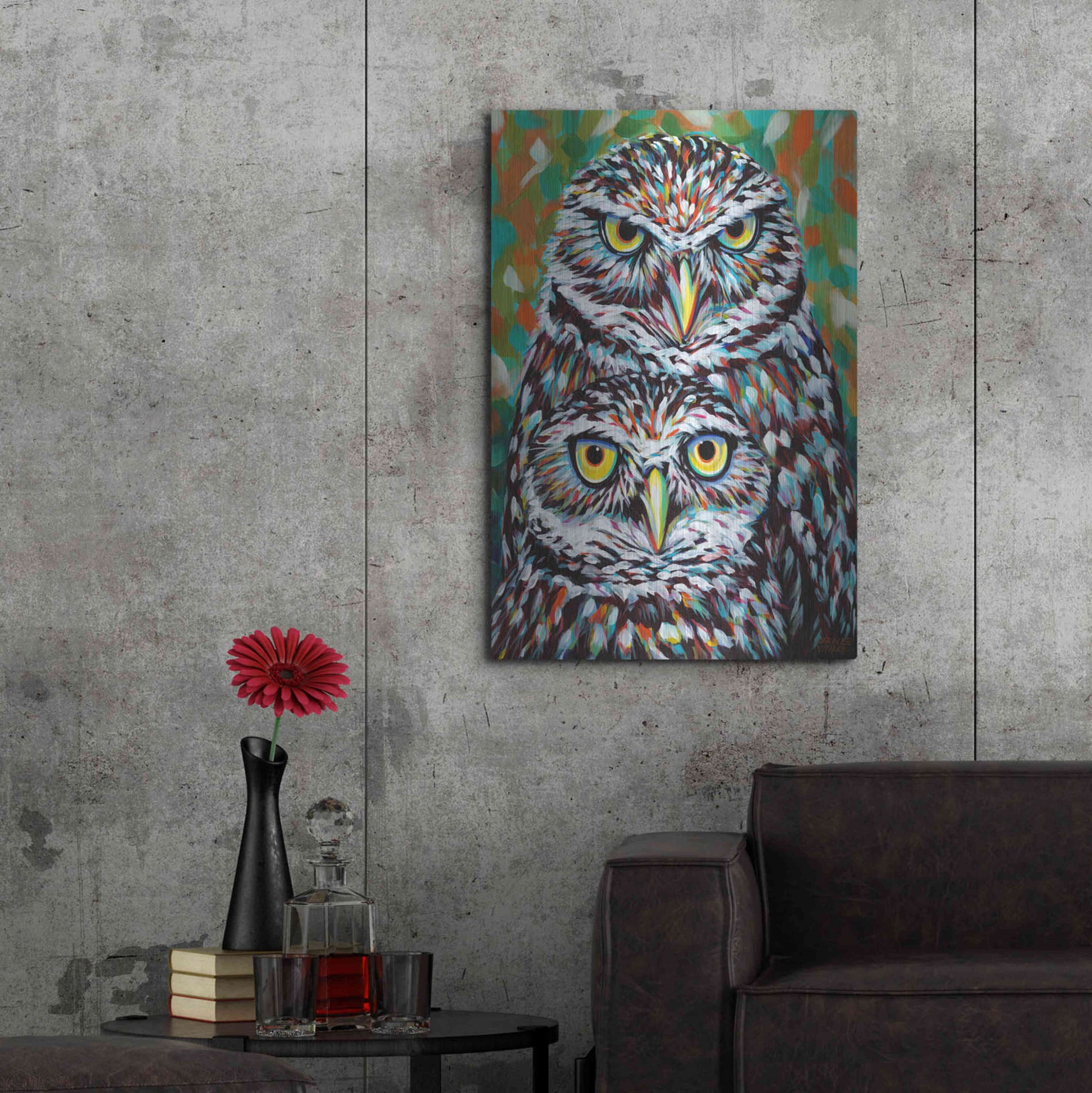 Luxe Metal Art 'Furry Feather Friends I' by Carolee Vitaletti Metal Wall Art,24x36
