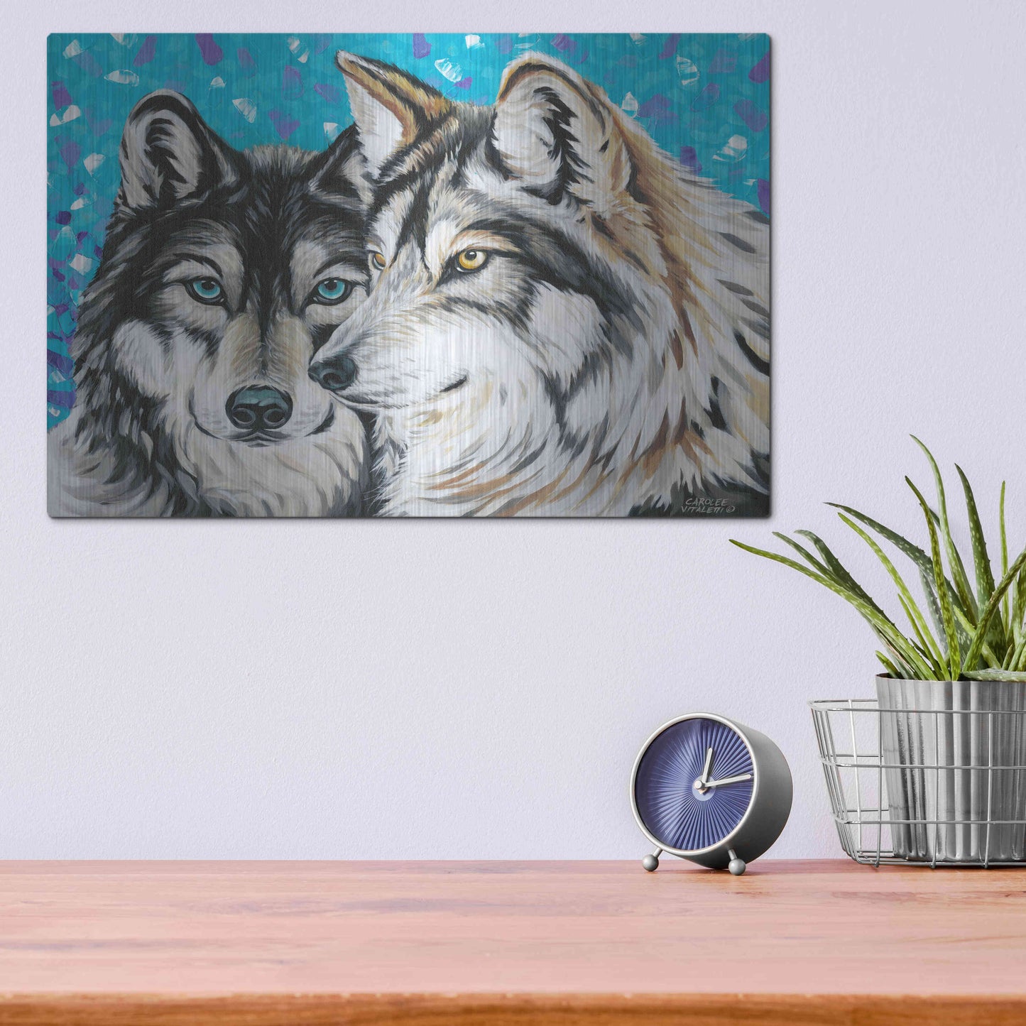 Luxe Metal Art 'Grey Wolf I' by Carolee Vitaletti Metal Wall Art,16x12