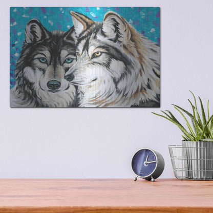 Luxe Metal Art 'Grey Wolf I' by Carolee Vitaletti Metal Wall Art,16x12