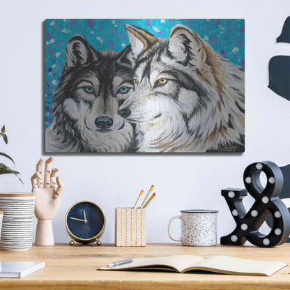 Luxe Metal Art 'Grey Wolf I' by Carolee Vitaletti Metal Wall Art,16x12