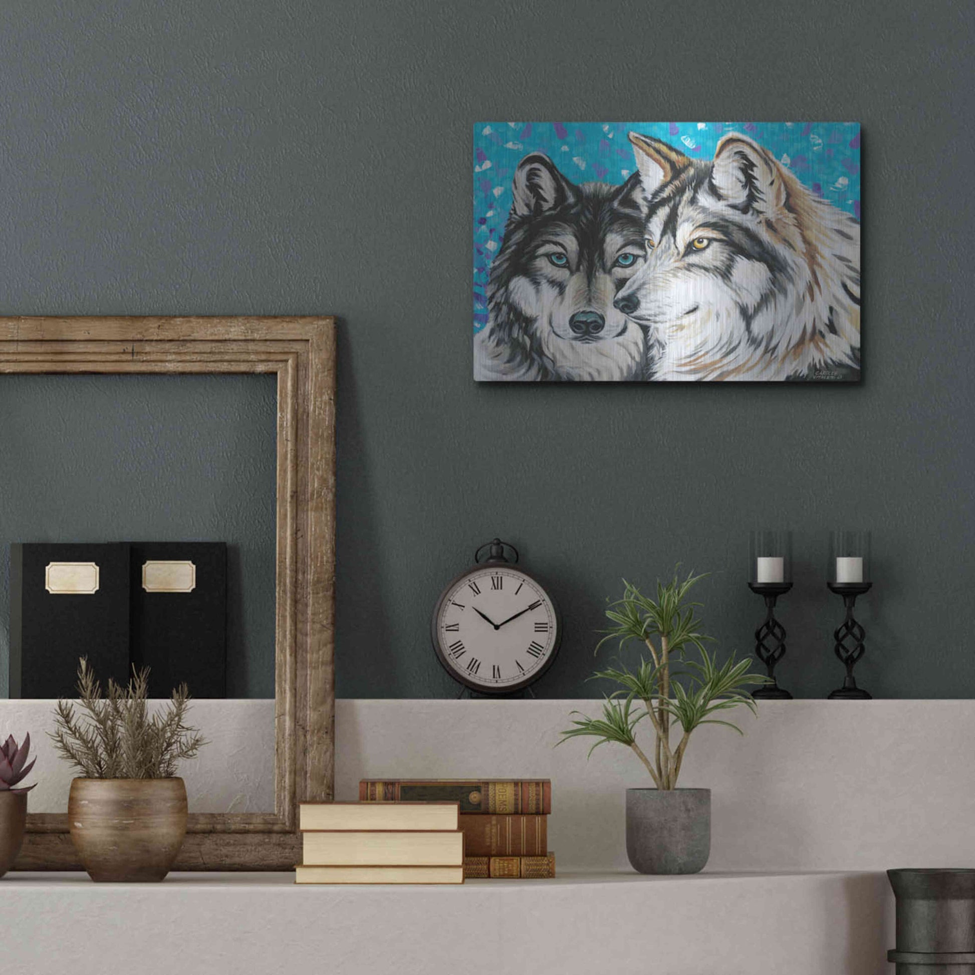 Luxe Metal Art 'Grey Wolf I' by Carolee Vitaletti Metal Wall Art,16x12