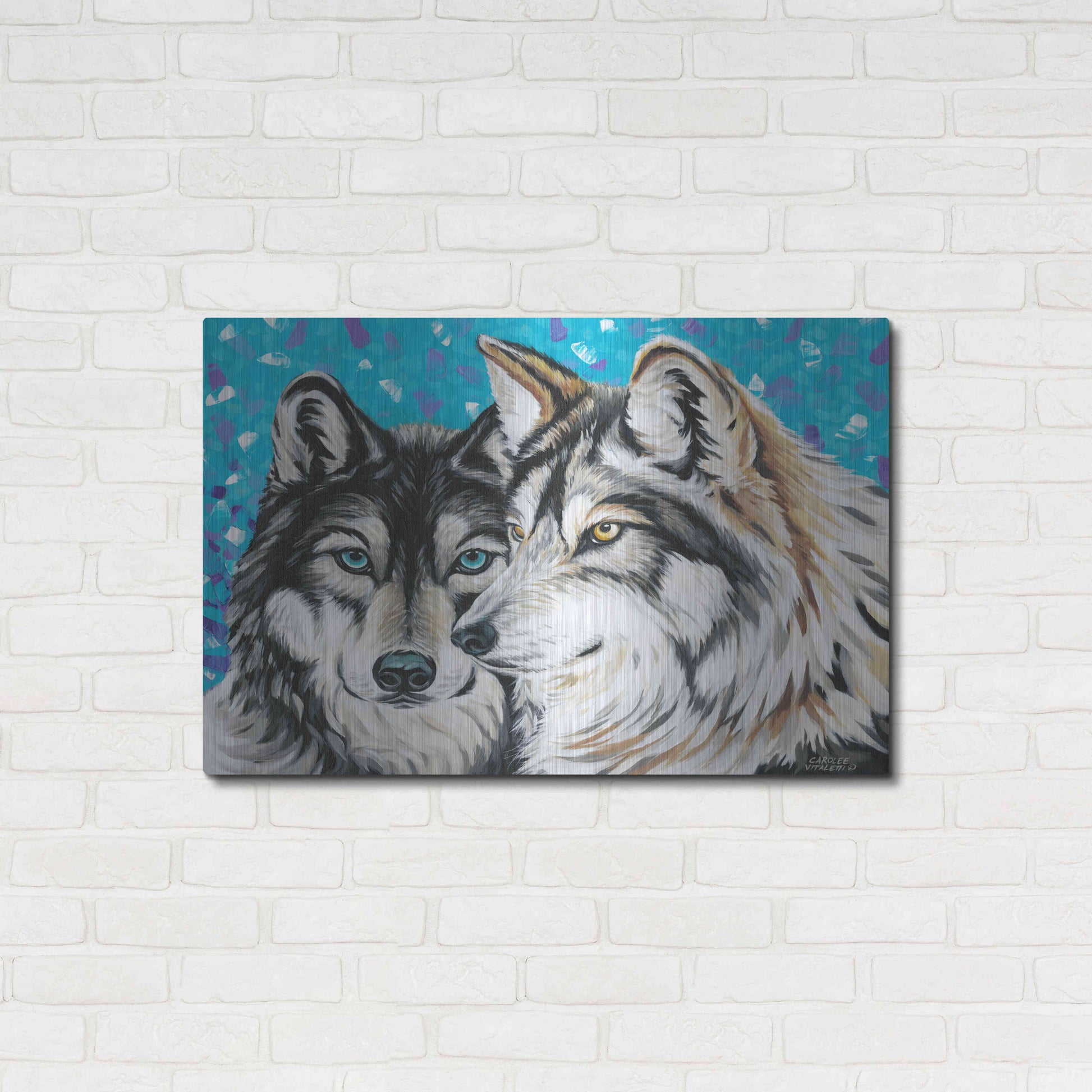 Luxe Metal Art 'Grey Wolf I' by Carolee Vitaletti Metal Wall Art,36x24