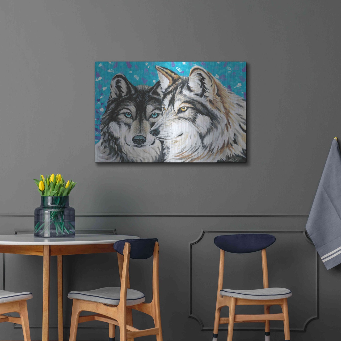 Luxe Metal Art 'Grey Wolf I' by Carolee Vitaletti Metal Wall Art,36x24