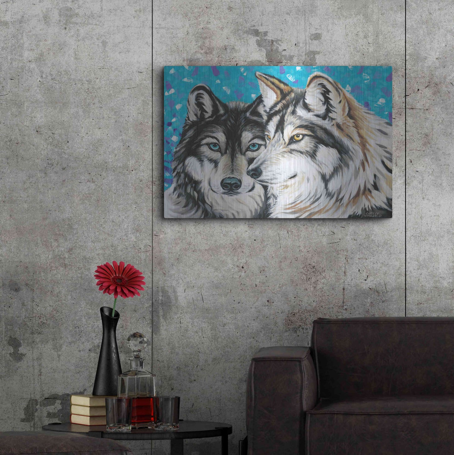 Luxe Metal Art 'Grey Wolf I' by Carolee Vitaletti Metal Wall Art,36x24