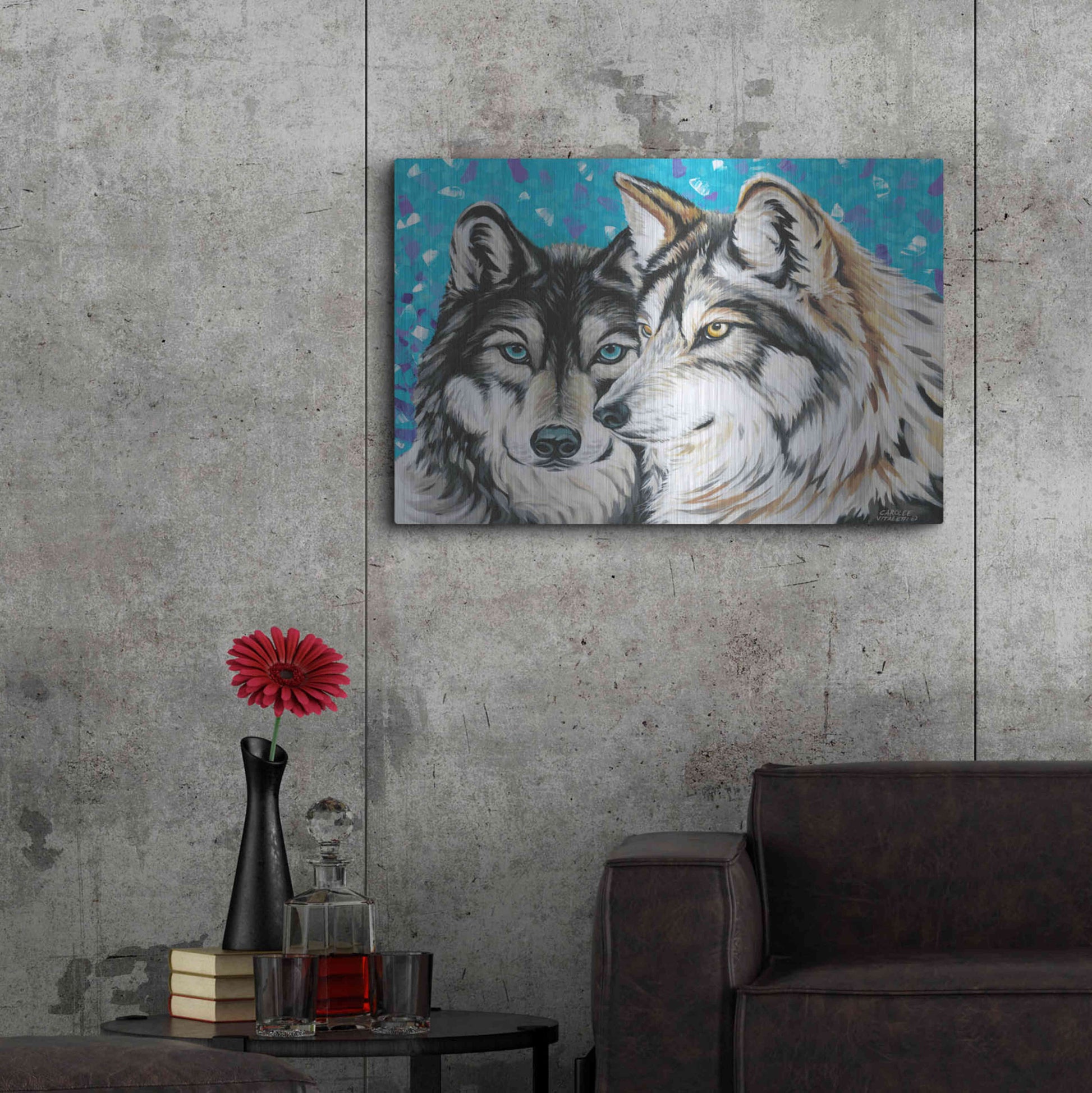 Luxe Metal Art 'Grey Wolf I' by Carolee Vitaletti Metal Wall Art,36x24