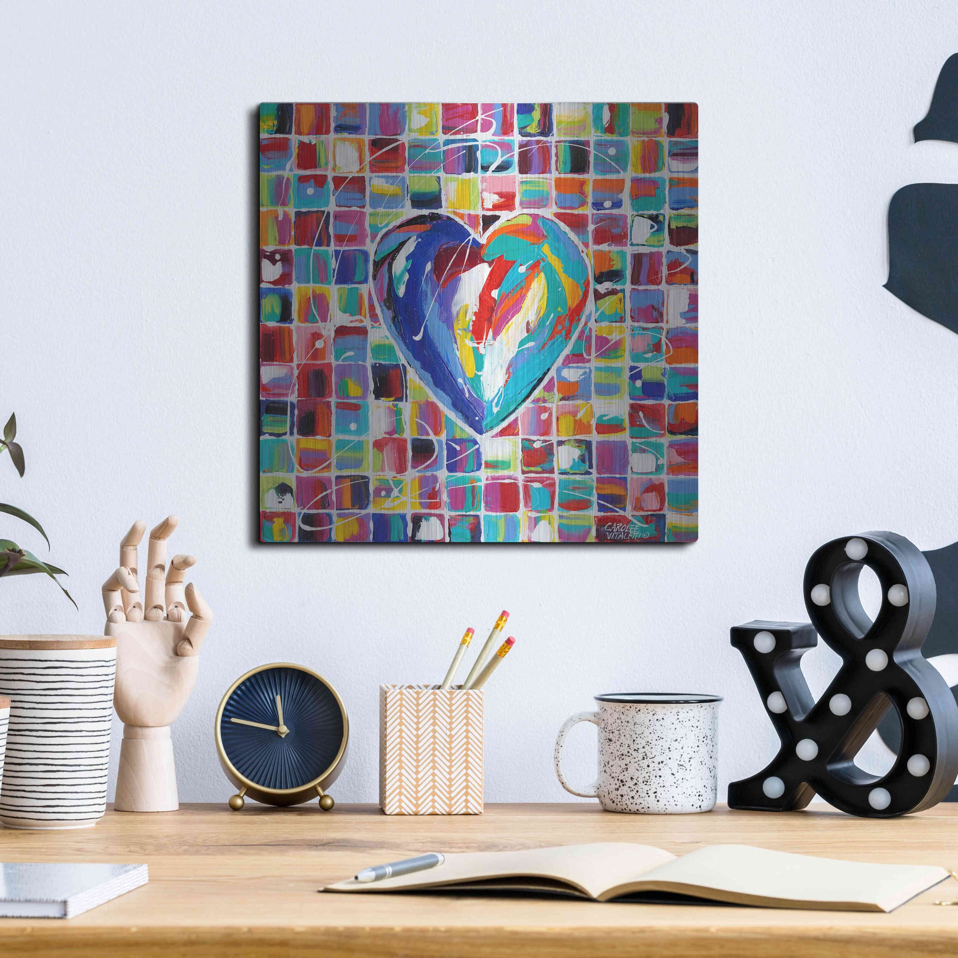 Luxe Metal Art 'Hearts of a Different Color I' by Carolee Vitaletti Metal Wall Art,12x12