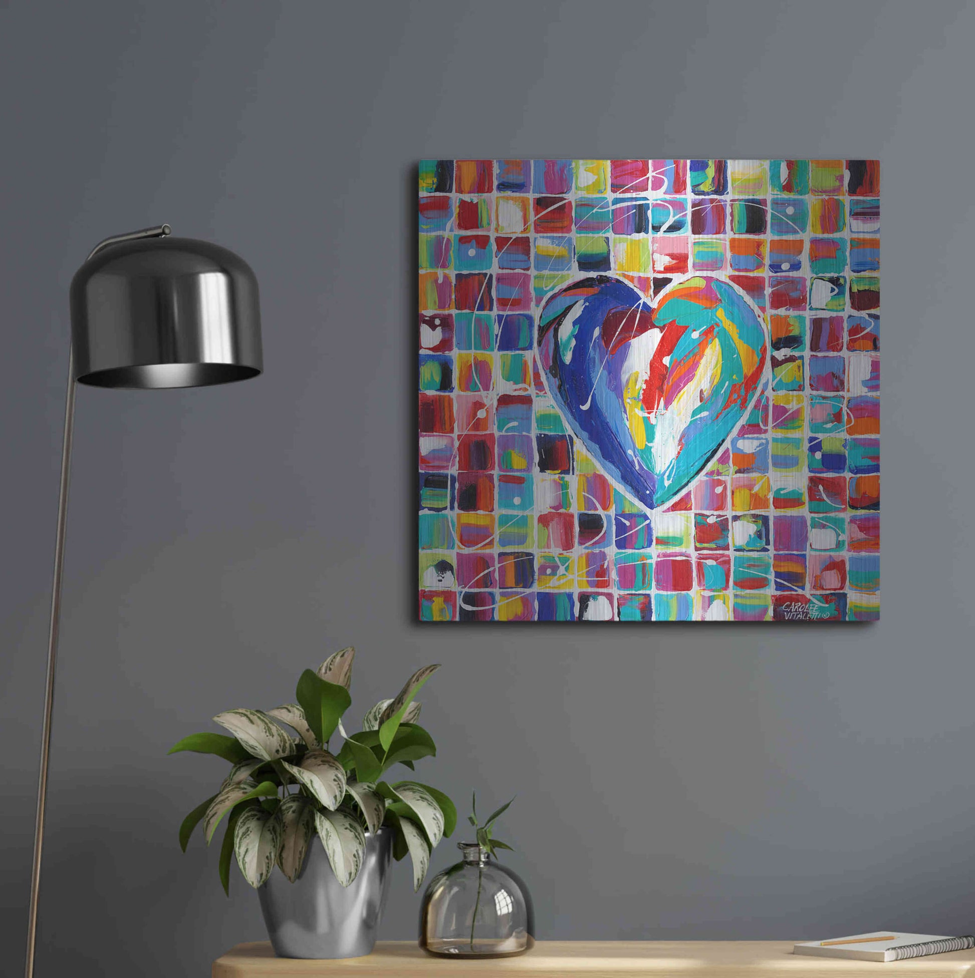 Luxe Metal Art 'Hearts of a Different Color I' by Carolee Vitaletti Metal Wall Art,24x24