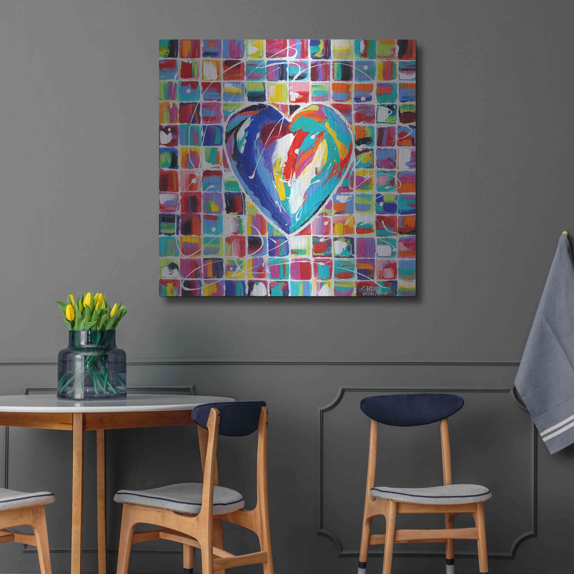 Luxe Metal Art 'Hearts of a Different Color I' by Carolee Vitaletti Metal Wall Art,36x36