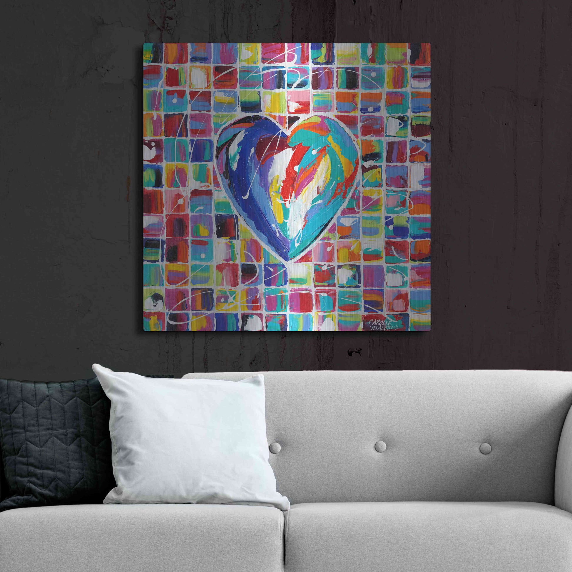 Luxe Metal Art 'Hearts of a Different Color I' by Carolee Vitaletti Metal Wall Art,36x36