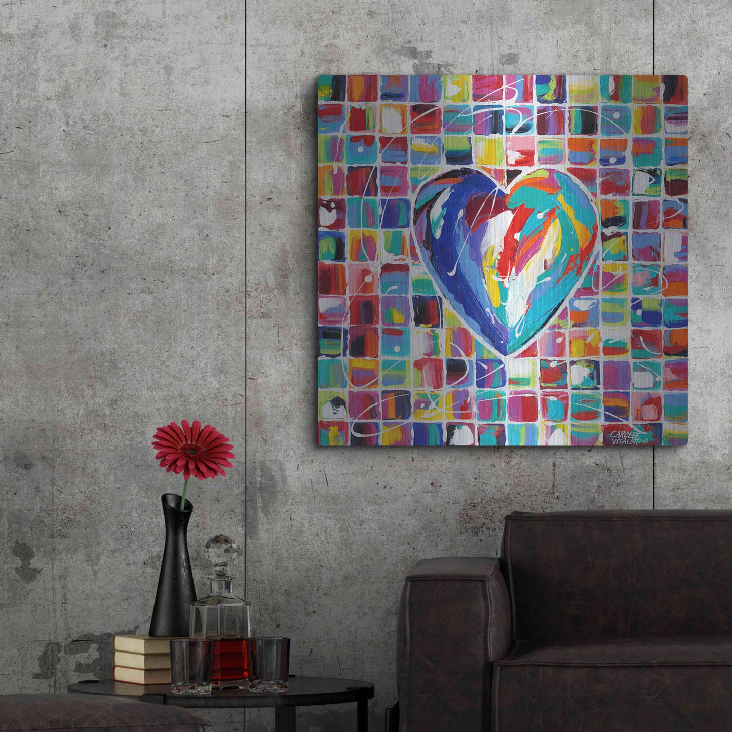Luxe Metal Art 'Hearts of a Different Color I' by Carolee Vitaletti Metal Wall Art,36x36