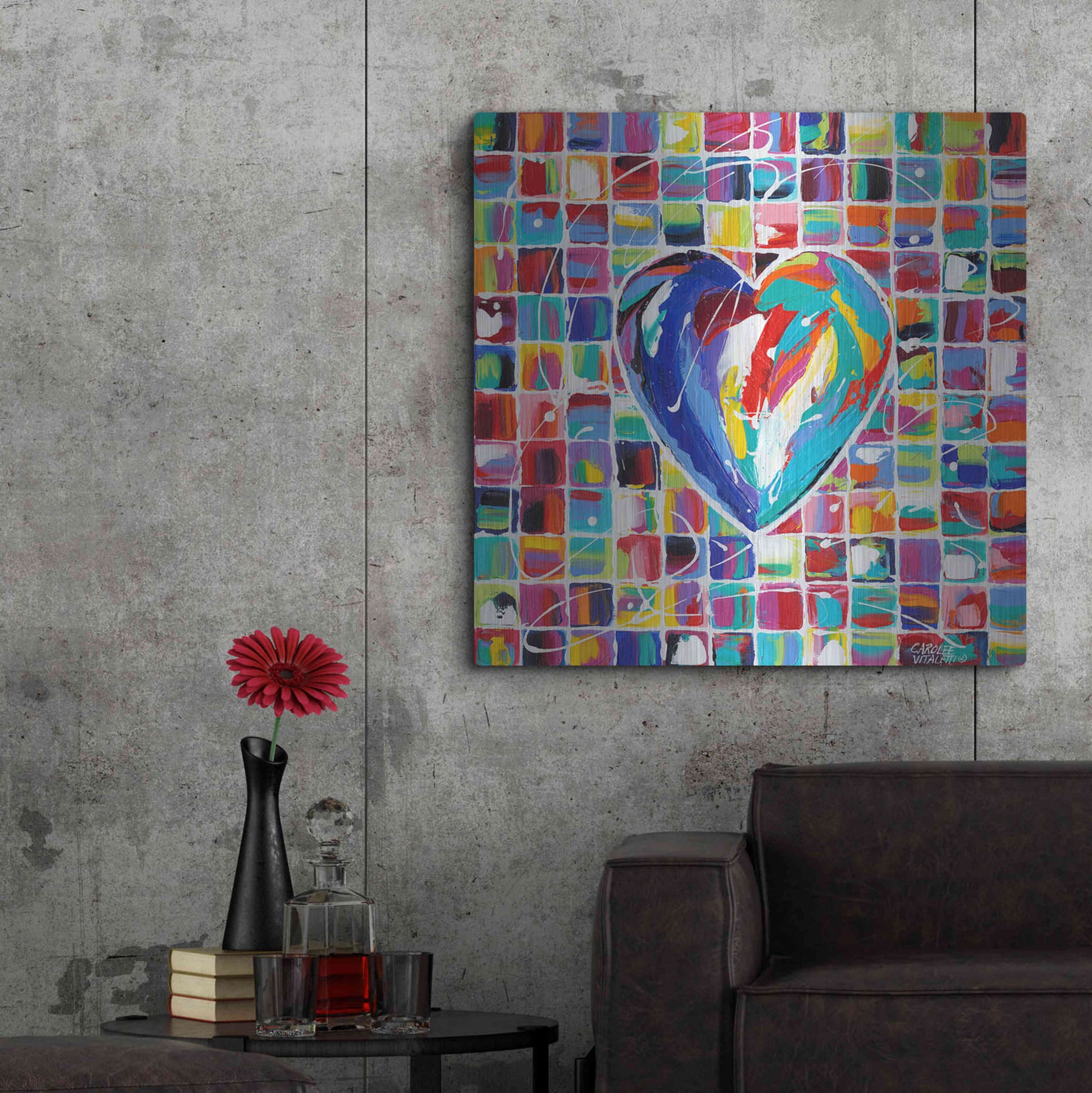 Luxe Metal Art 'Hearts of a Different Color I' by Carolee Vitaletti Metal Wall Art,36x36