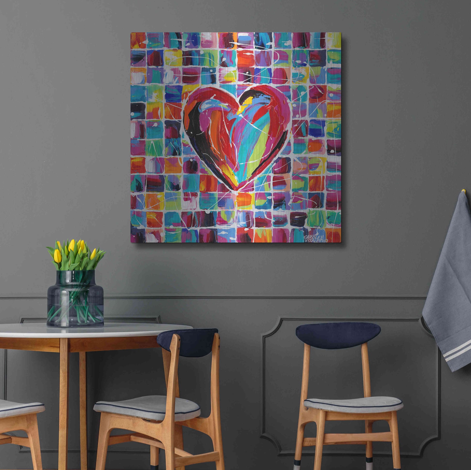 Luxe Metal Art 'Hearts of a Different Color II' by Carolee Vitaletti Metal Wall Art,36x36
