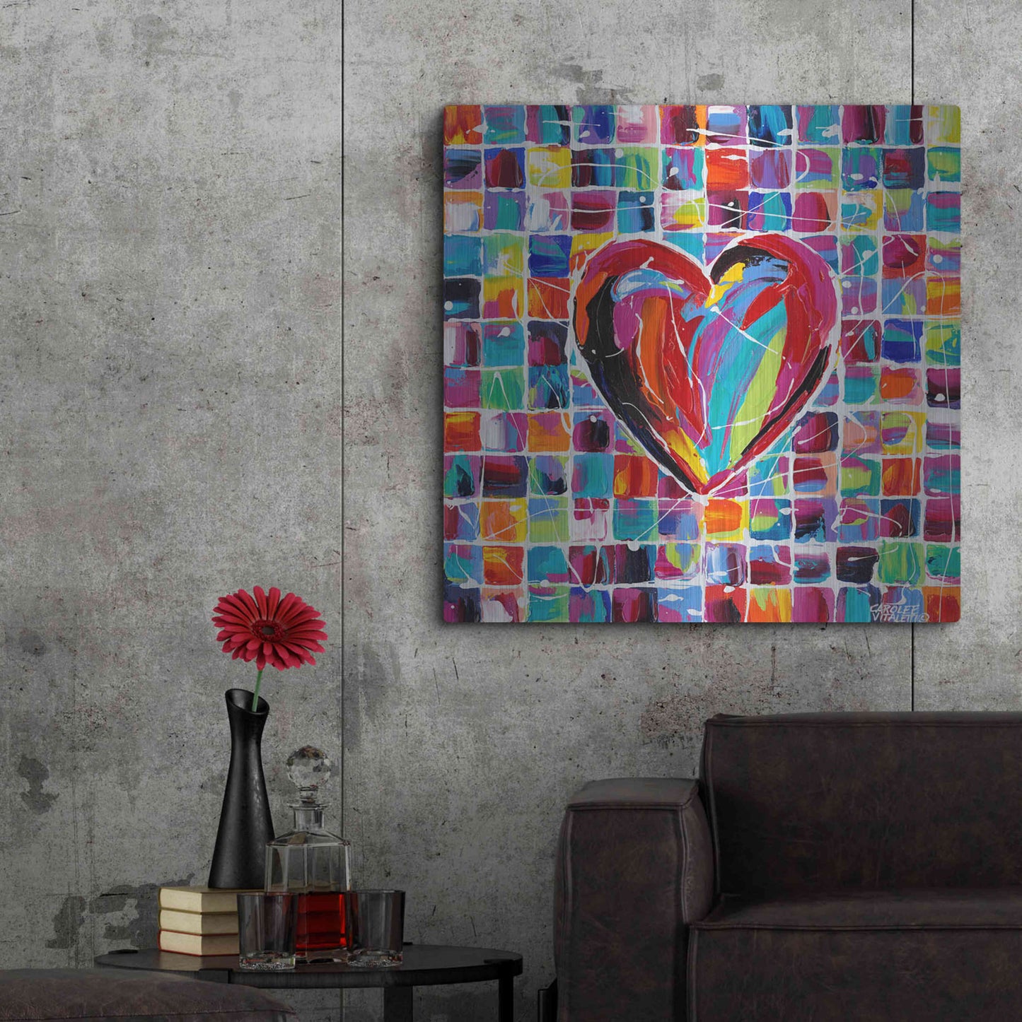 Luxe Metal Art 'Hearts of a Different Color II' by Carolee Vitaletti Metal Wall Art,36x36