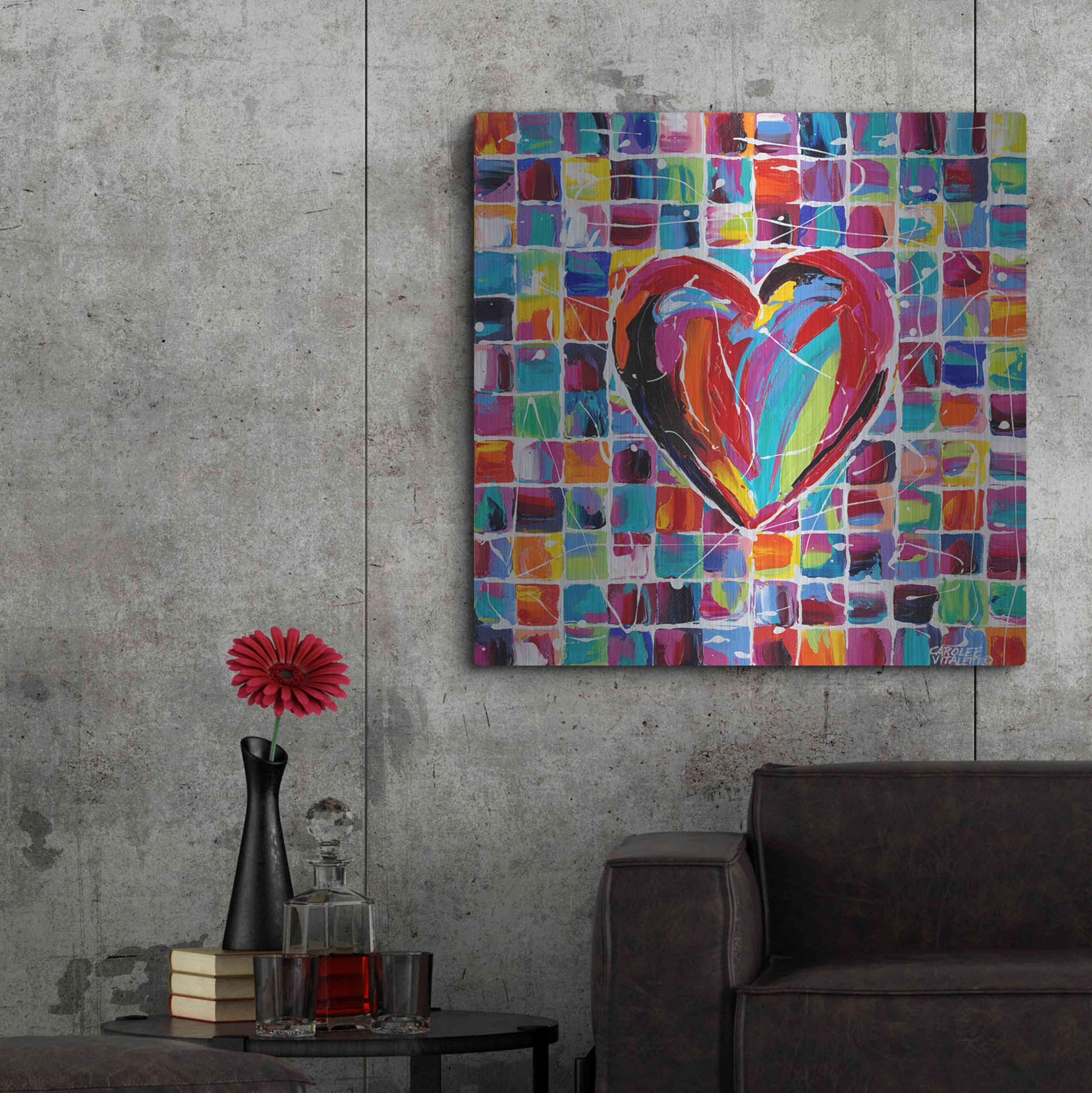 Luxe Metal Art 'Hearts of a Different Color II' by Carolee Vitaletti Metal Wall Art,36x36