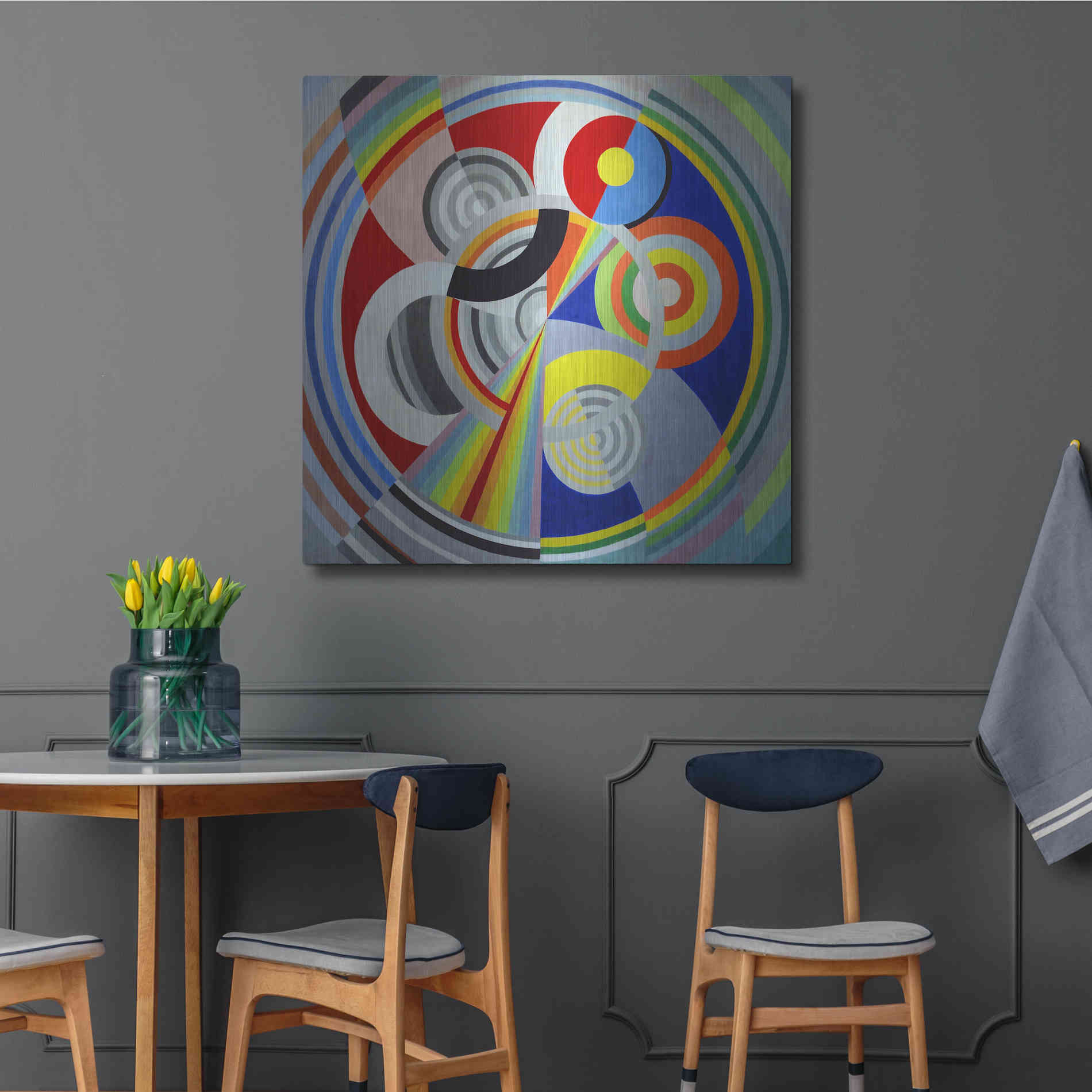 Luxe Metal Art 'Rythme n1' by Robert Delaunay, Metal Wall Art,36x36