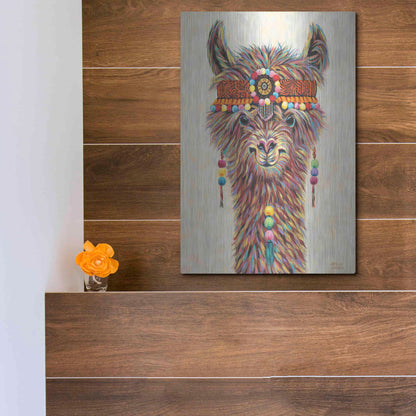 Luxe Metal Art 'Hippie Llama II' by Carolee Vitaletti Metal Wall Art,12x16