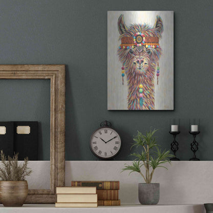 Luxe Metal Art 'Hippie Llama II' by Carolee Vitaletti Metal Wall Art,12x16