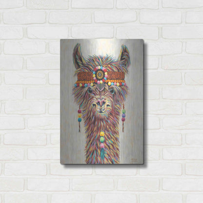 Luxe Metal Art 'Hippie Llama II' by Carolee Vitaletti Metal Wall Art,16x24