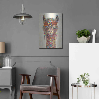 Luxe Metal Art 'Hippie Llama II' by Carolee Vitaletti Metal Wall Art,16x24