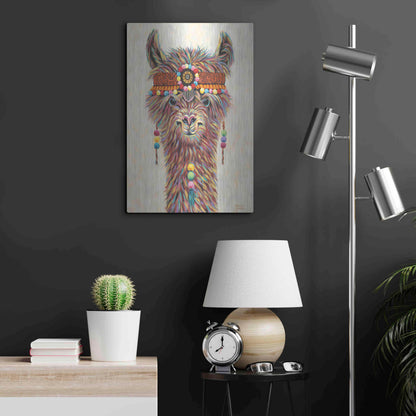 Luxe Metal Art 'Hippie Llama II' by Carolee Vitaletti Metal Wall Art,16x24