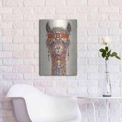 Luxe Metal Art 'Hippie Llama II' by Carolee Vitaletti Metal Wall Art,16x24