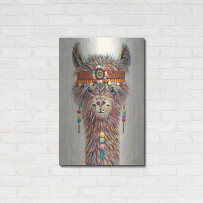 Luxe Metal Art 'Hippie Llama II' by Carolee Vitaletti Metal Wall Art,24x36