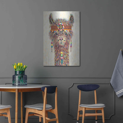 Luxe Metal Art 'Hippie Llama II' by Carolee Vitaletti Metal Wall Art,24x36