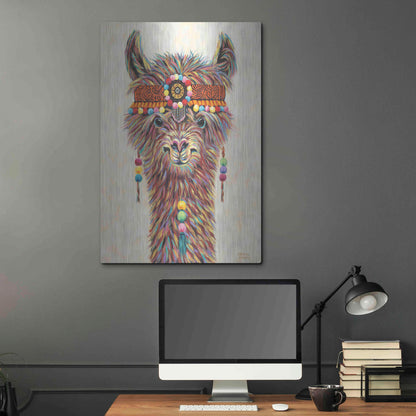 Luxe Metal Art 'Hippie Llama II' by Carolee Vitaletti Metal Wall Art,24x36