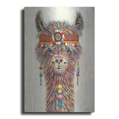 Luxe Metal Art 'Hippie Llama II' by Carolee Vitaletti Metal Wall Art