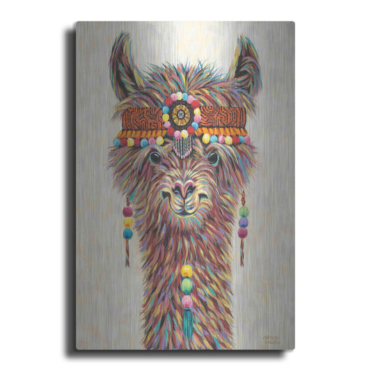 Luxe Metal Art 'Hippie Llama II' by Carolee Vitaletti Metal Wall Art