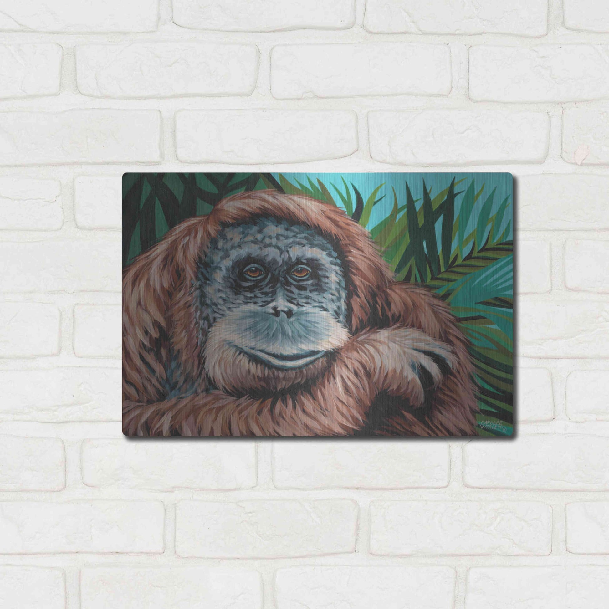 Luxe Metal Art 'Jungle Monkey I' by Carolee Vitaletti Metal Wall Art,16x12