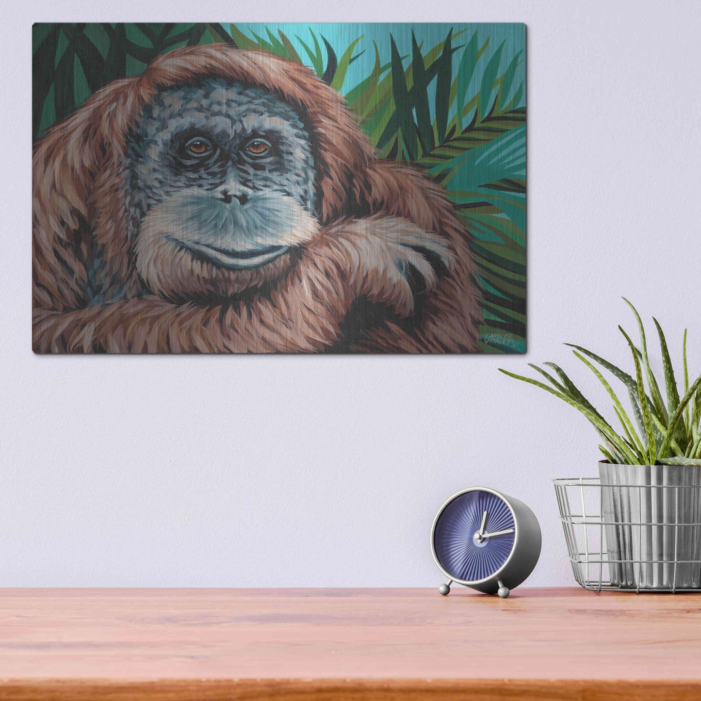 Luxe Metal Art 'Jungle Monkey I' by Carolee Vitaletti Metal Wall Art,16x12