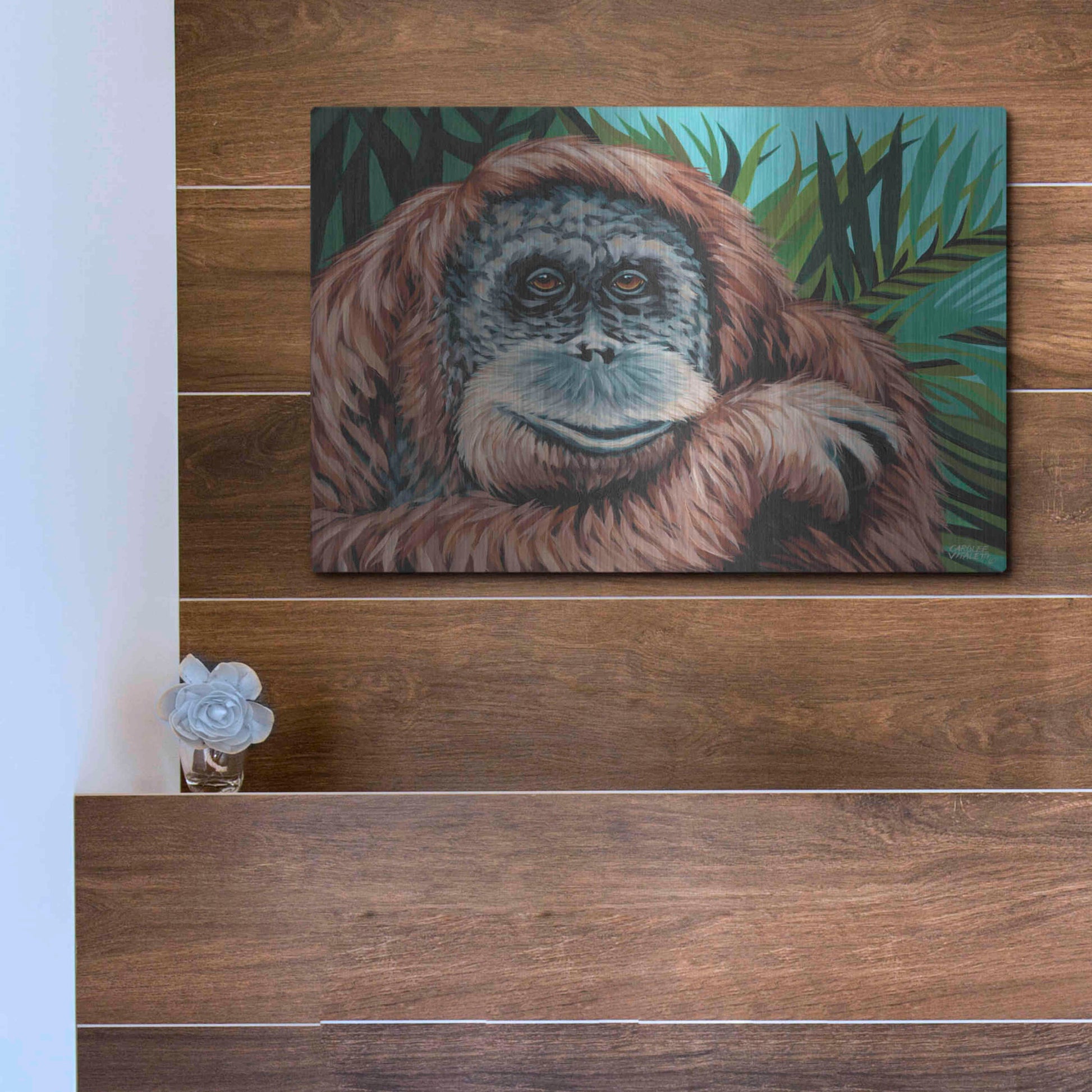 Luxe Metal Art 'Jungle Monkey I' by Carolee Vitaletti Metal Wall Art,16x12