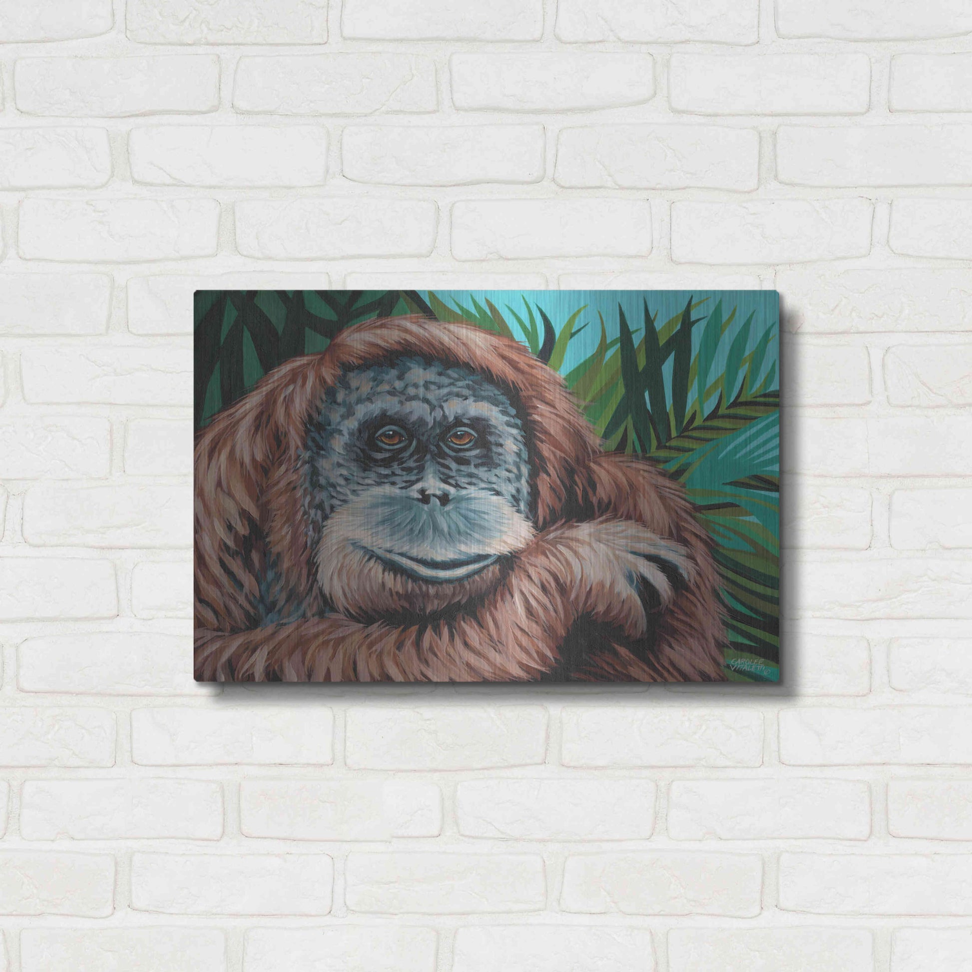 Luxe Metal Art 'Jungle Monkey I' by Carolee Vitaletti Metal Wall Art,24x16
