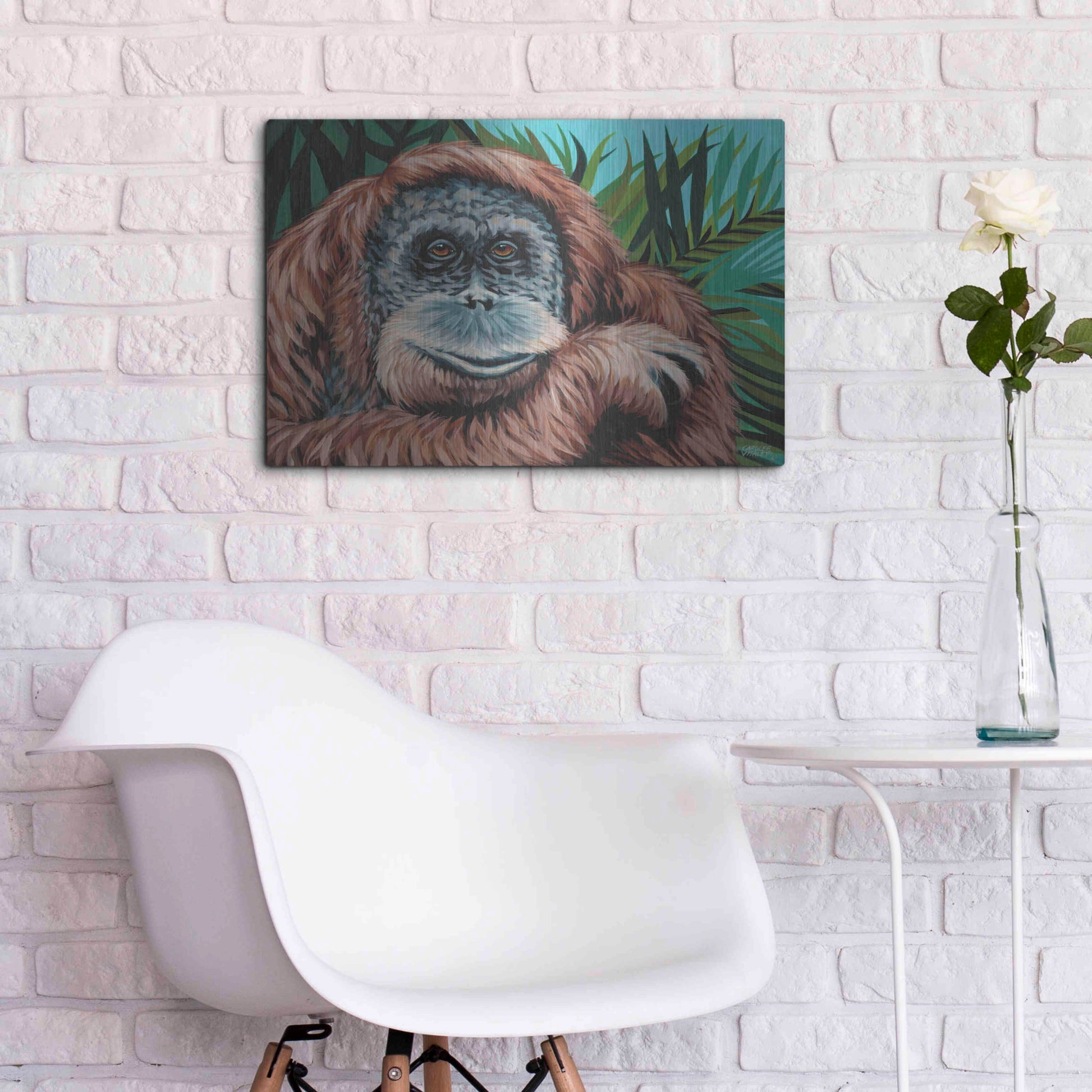 Luxe Metal Art 'Jungle Monkey I' by Carolee Vitaletti Metal Wall Art,24x16