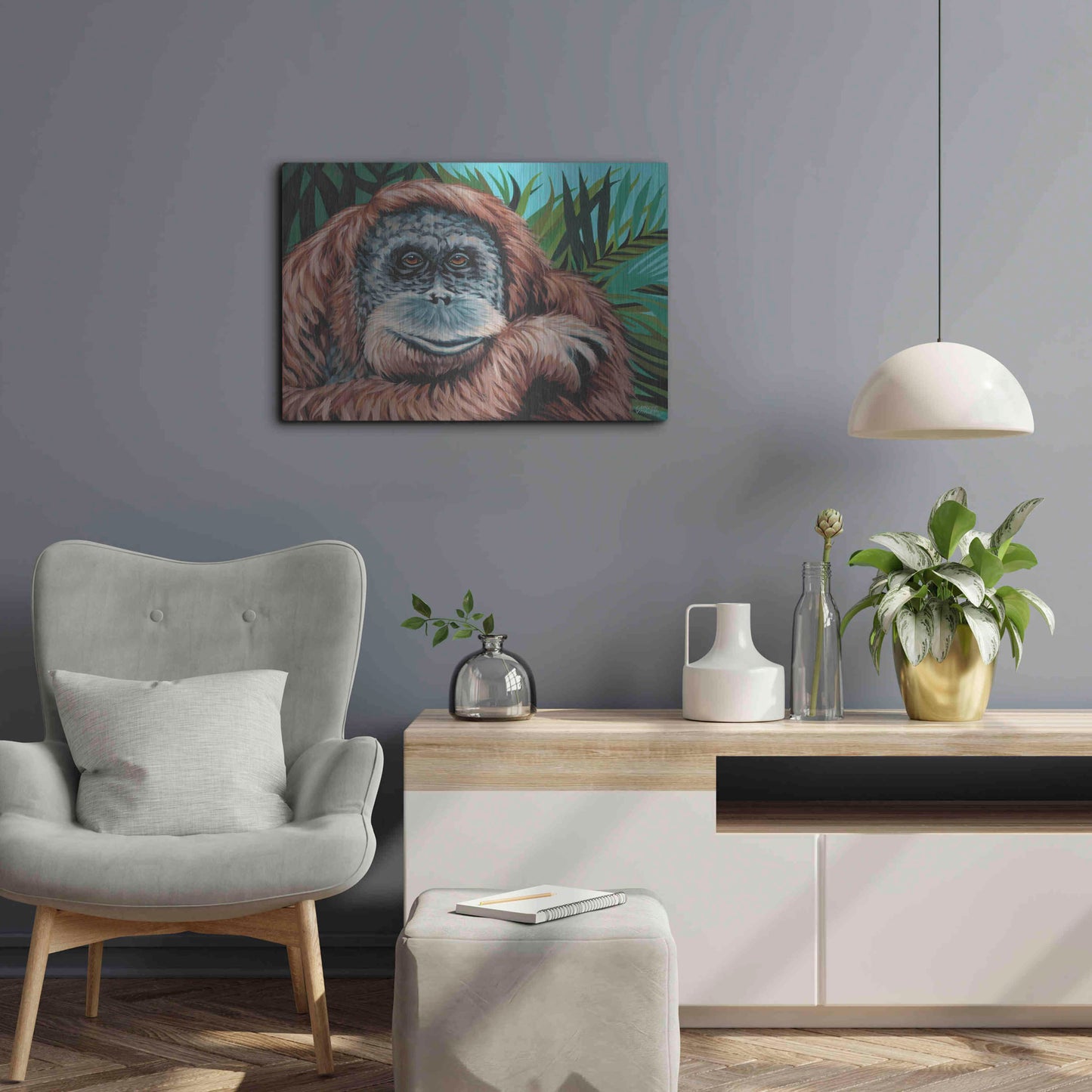 Luxe Metal Art 'Jungle Monkey I' by Carolee Vitaletti Metal Wall Art,24x16