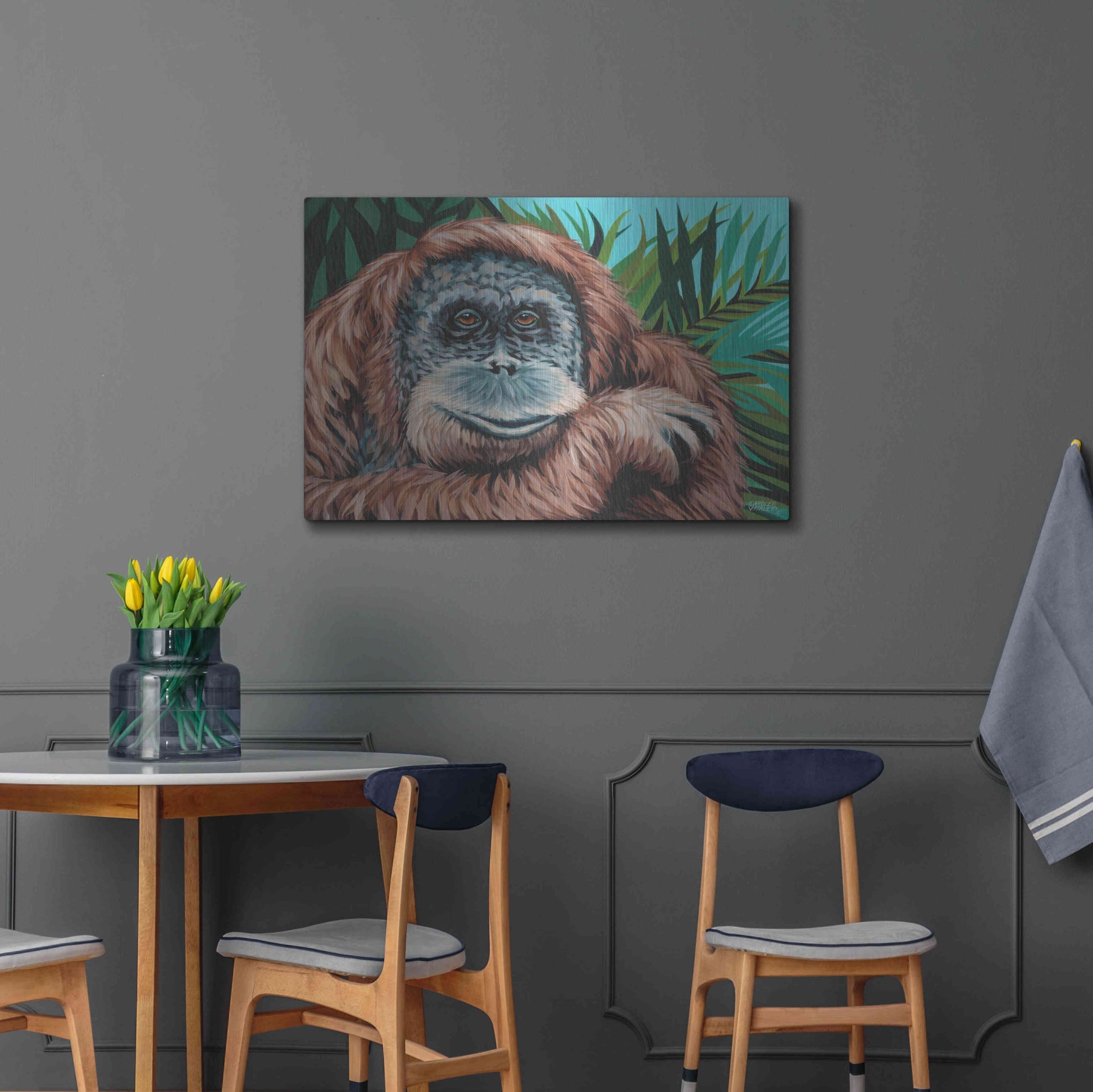 Luxe Metal Art 'Jungle Monkey I' by Carolee Vitaletti Metal Wall Art,36x24