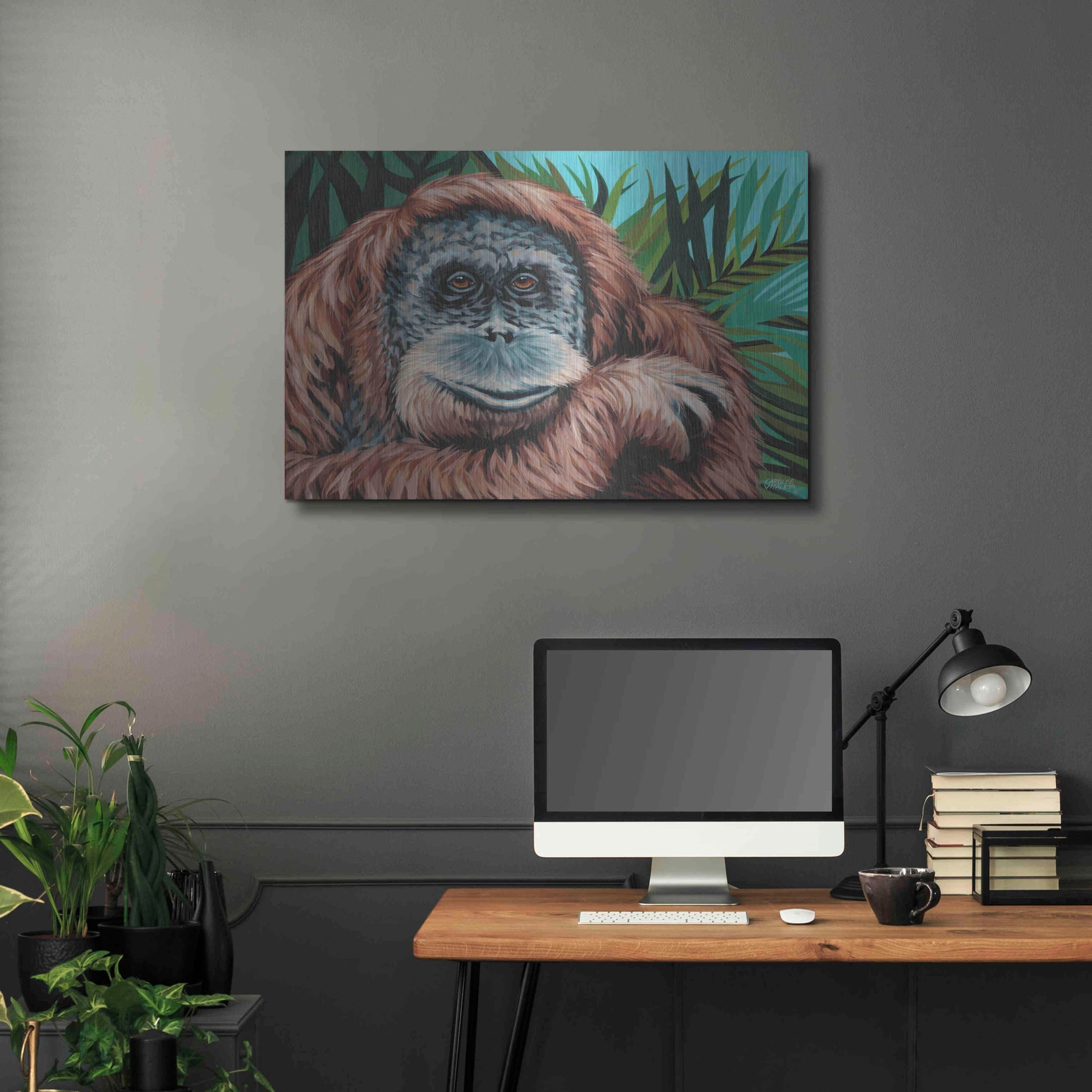 Luxe Metal Art 'Jungle Monkey I' by Carolee Vitaletti Metal Wall Art,36x24