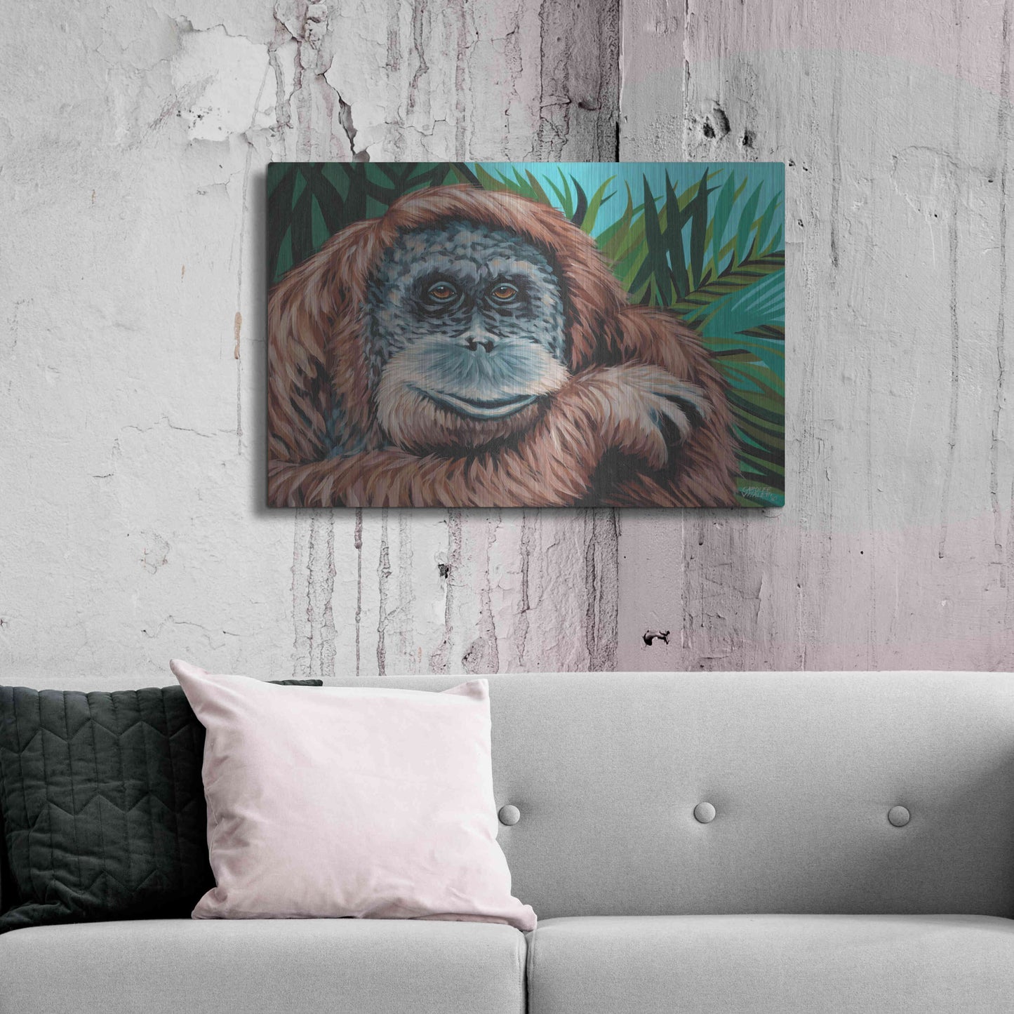 Luxe Metal Art 'Jungle Monkey I' by Carolee Vitaletti Metal Wall Art,36x24