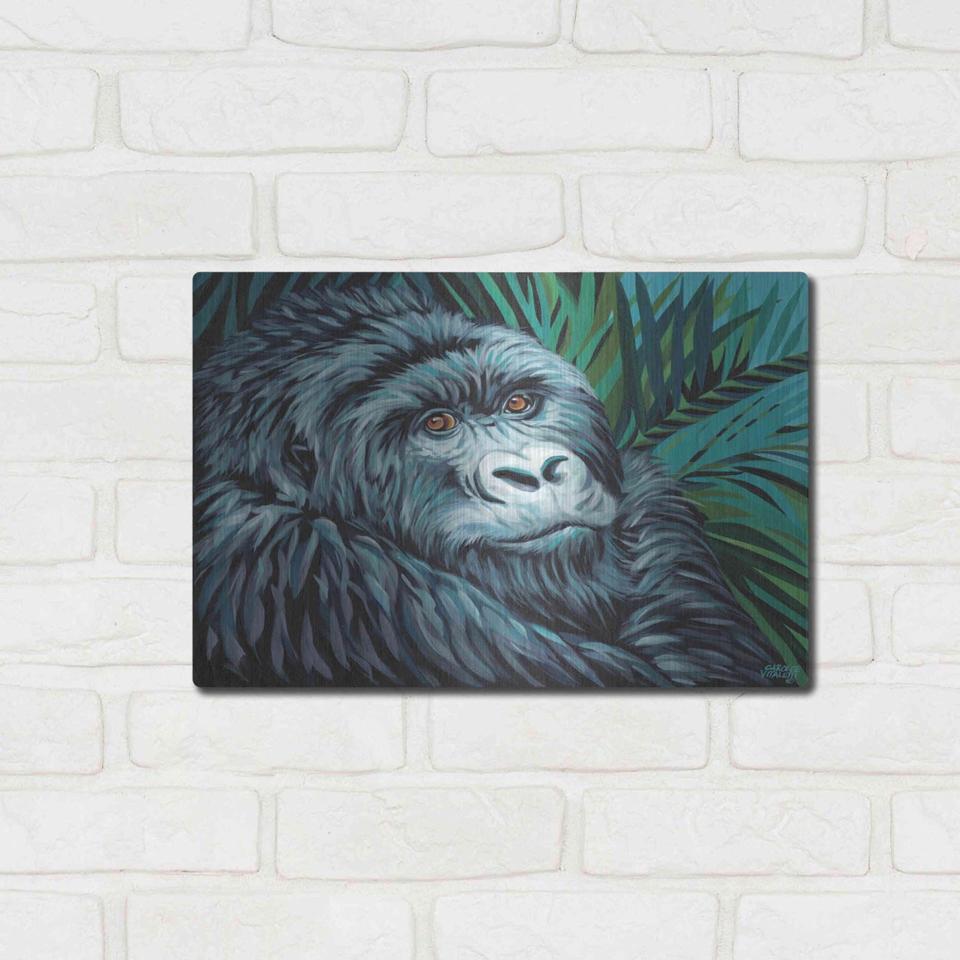 Luxe Metal Art 'Jungle Monkey II' by Carolee Vitaletti Metal Wall Art,16x12