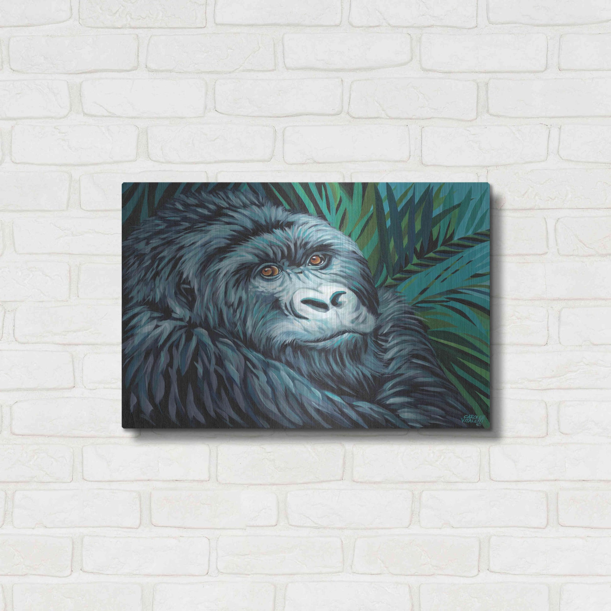 Luxe Metal Art 'Jungle Monkey II' by Carolee Vitaletti Metal Wall Art,24x16