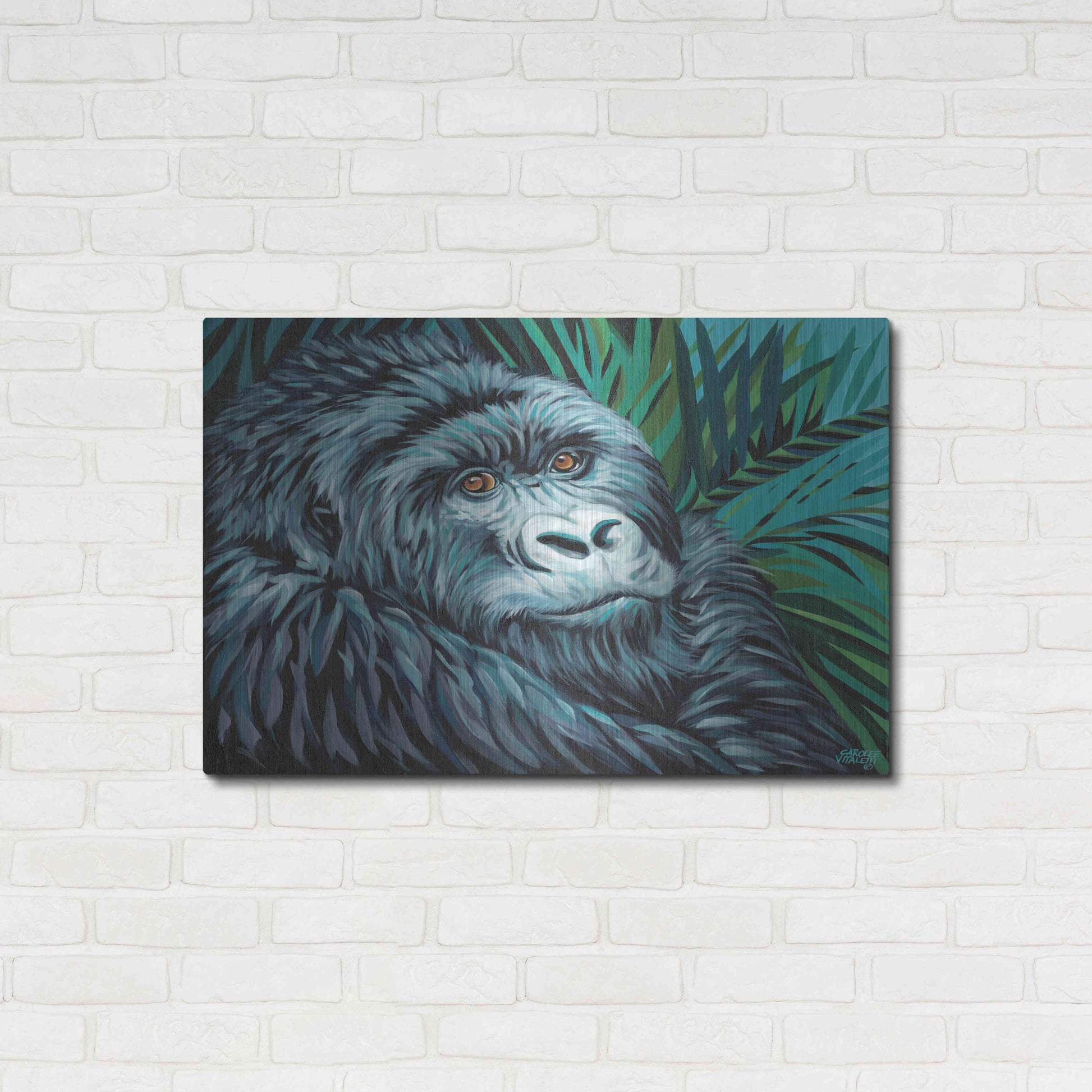 Luxe Metal Art 'Jungle Monkey II' by Carolee Vitaletti Metal Wall Art,36x24